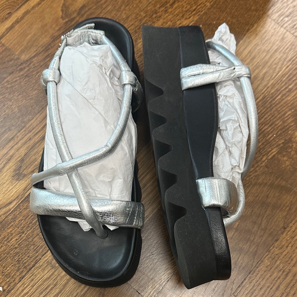 Silver Platform Sandals - image 3